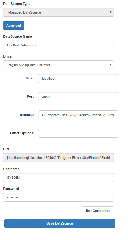 Firebird Datasource using Helical Insight