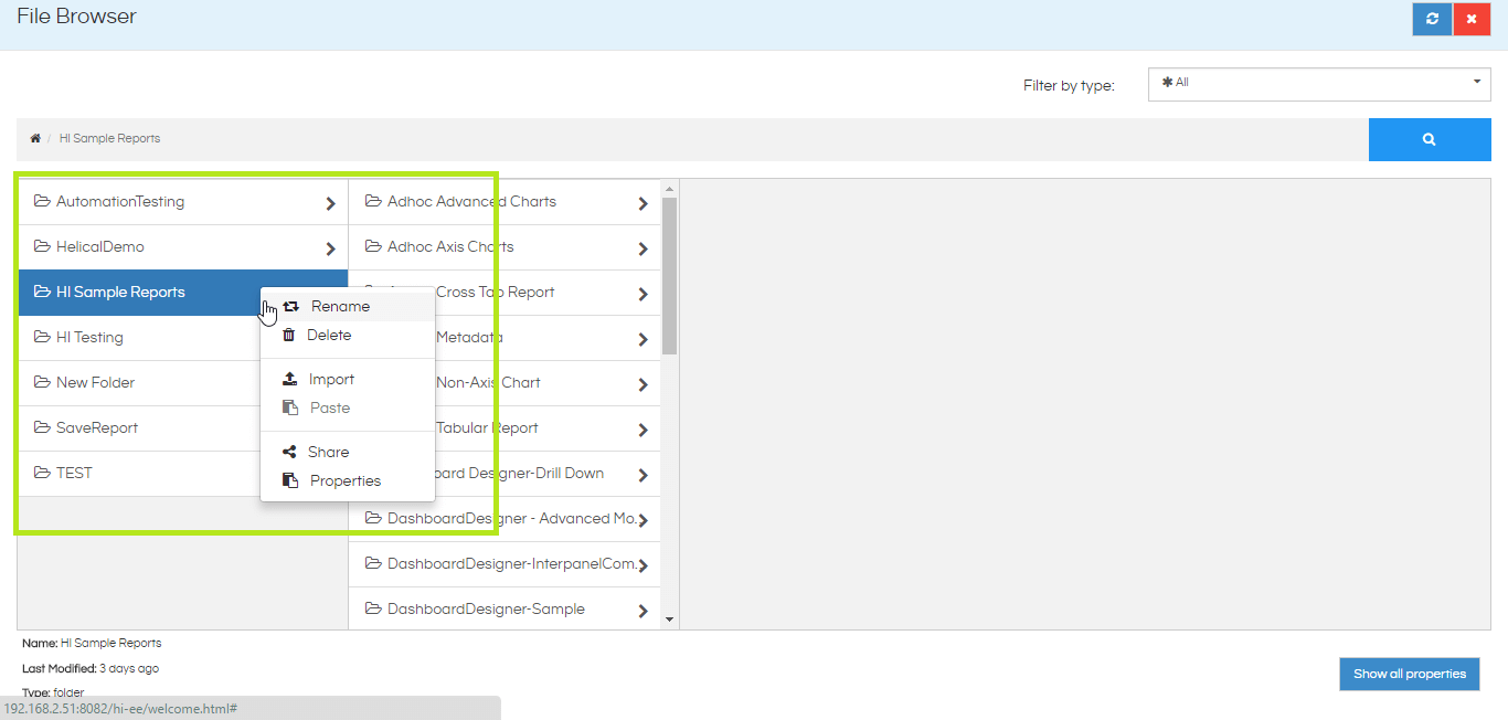 File Browser Level Operation