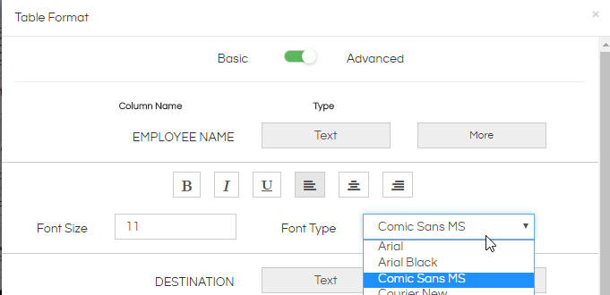 Table Format5