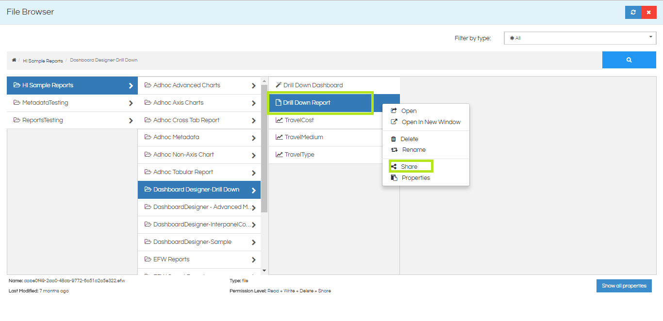 sharing a dashboard in view mode