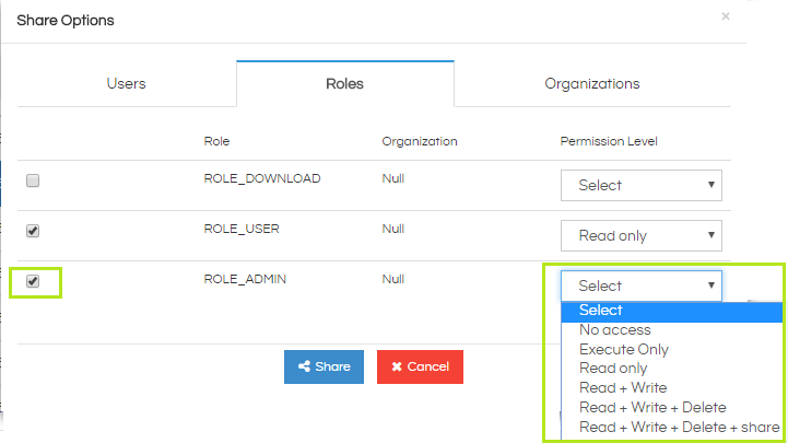 Selecting the access type