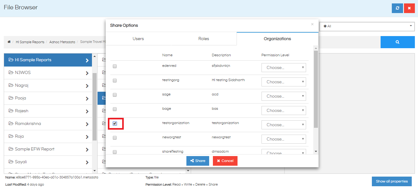 Sharing A Metadata With Other Organization