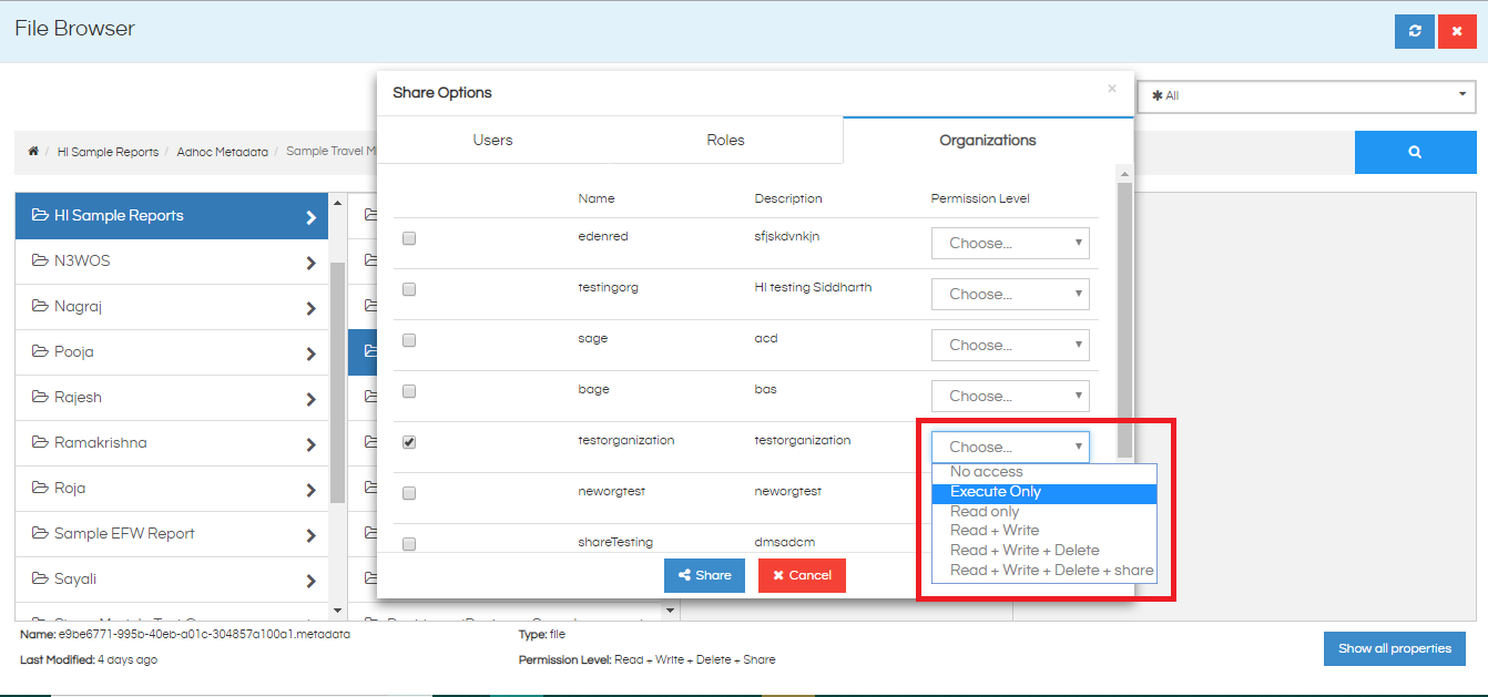 Sharing A Metadata With Other Organization