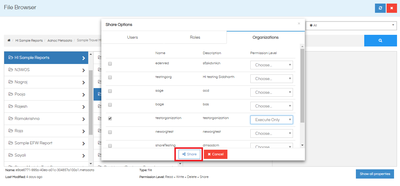 Sharing A Metadata With Other Organization