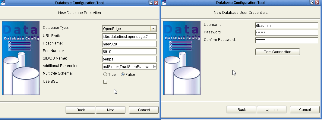 setting progress database password