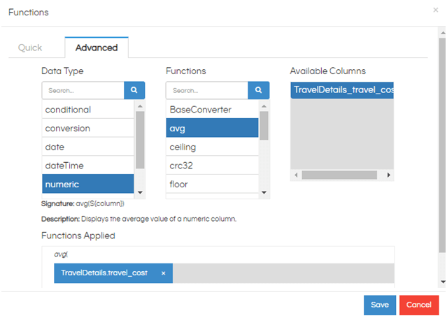 Avg Database Function Usage In Helical Insight