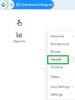 Adding Header In Dashboard