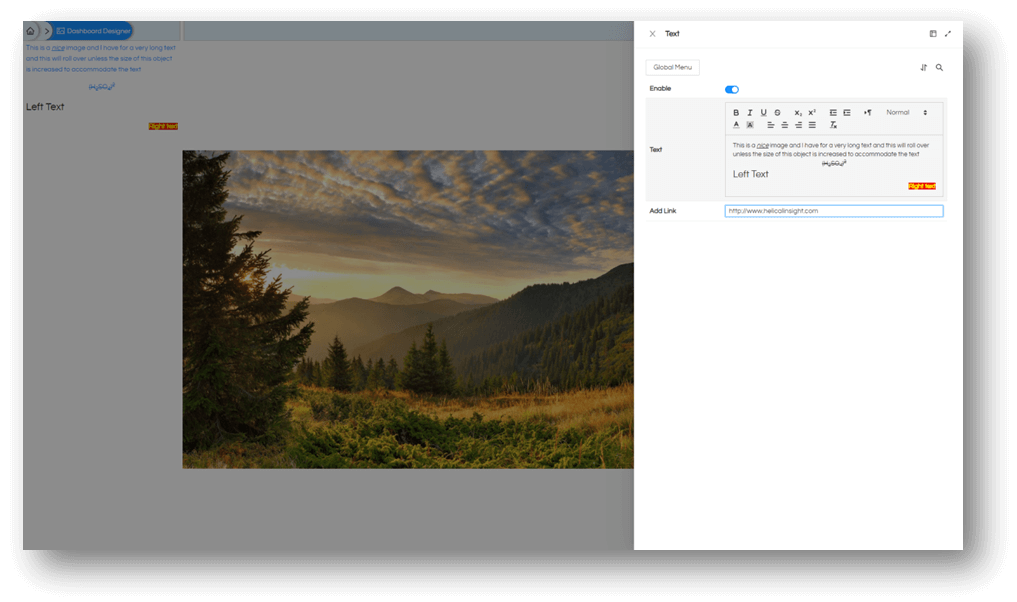Adding Image and Text within Dashboard