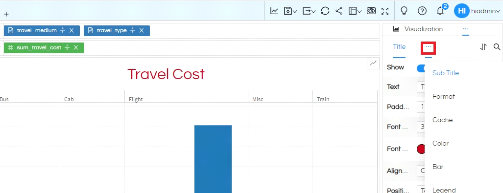 Selecting the type of bar charts in Helical Insight 5.0