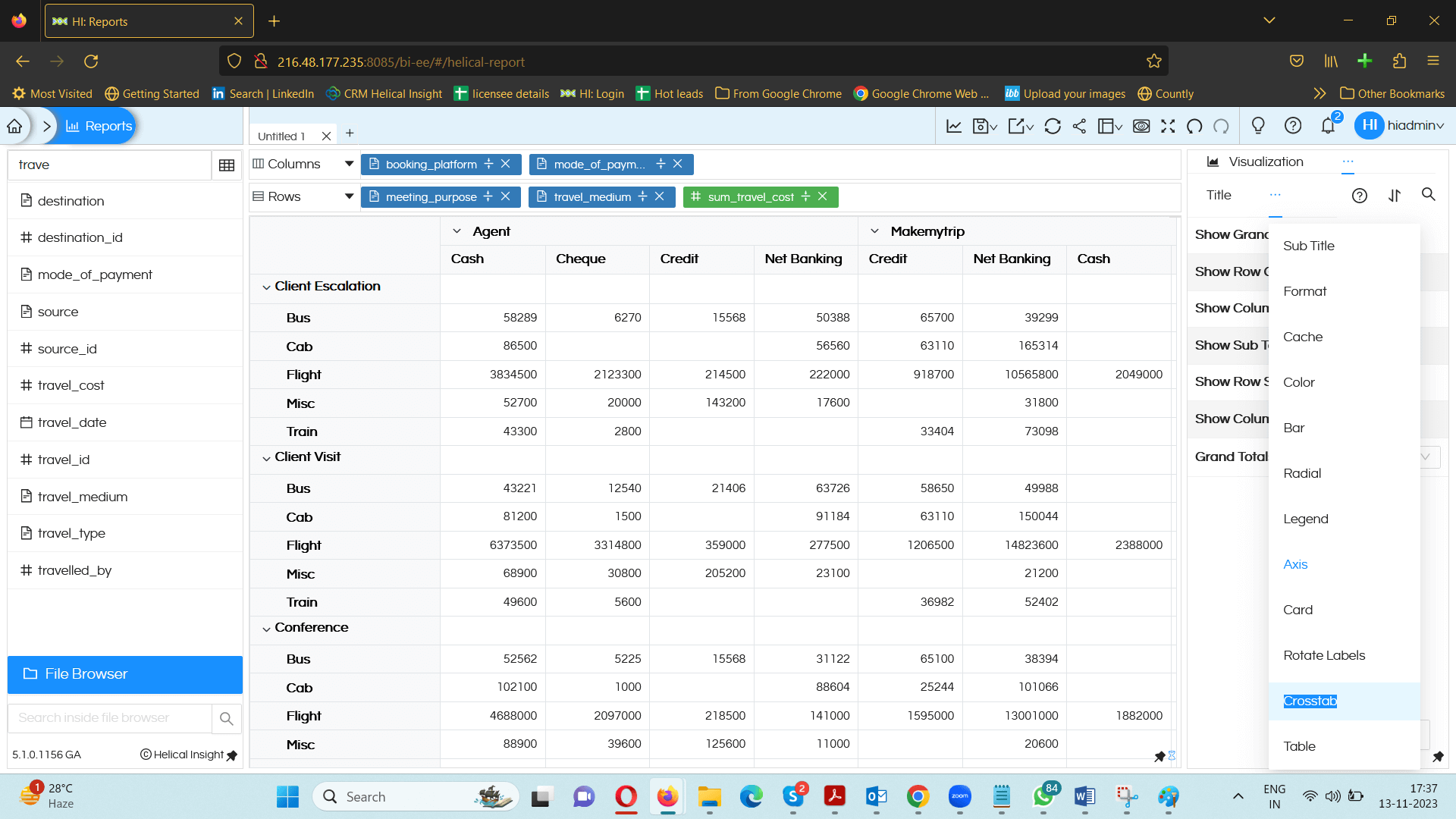 Crosstab Properties