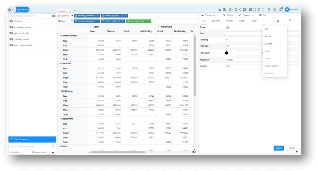 Crosstab Properties