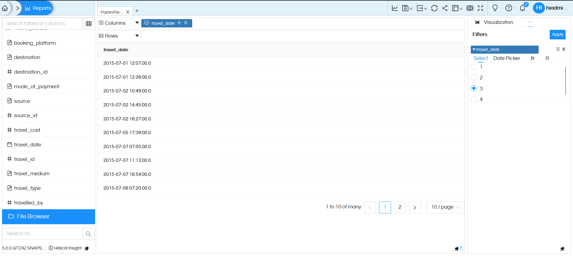 Date/Date Time Usage as Filters In Helical Insight