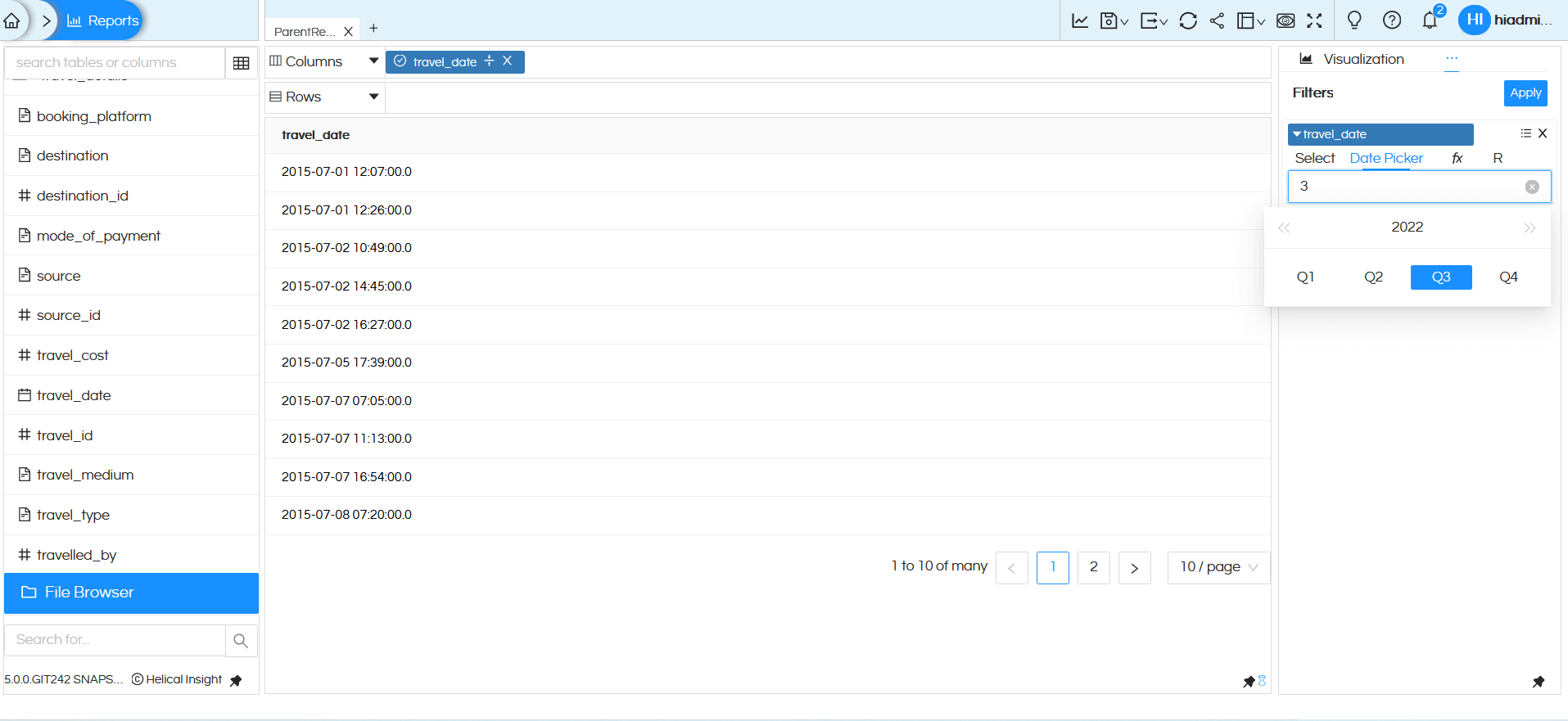 Date/Date Time Usage as Filters In Helical Insight
