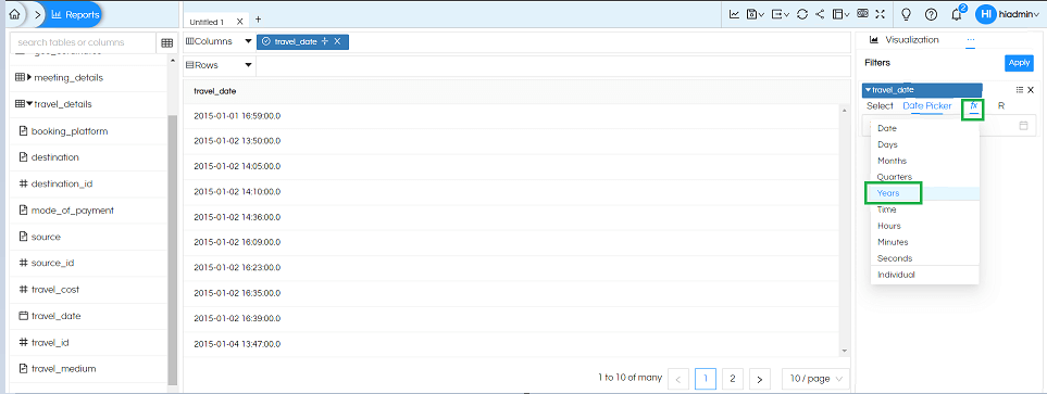 Date/Date Time Usage as Filters In Helical Insight
