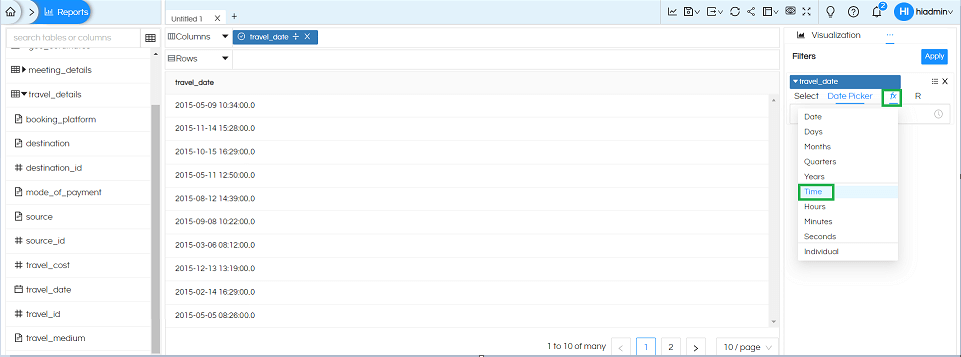 Date/Date Time Usage as Filters In Helical Insight