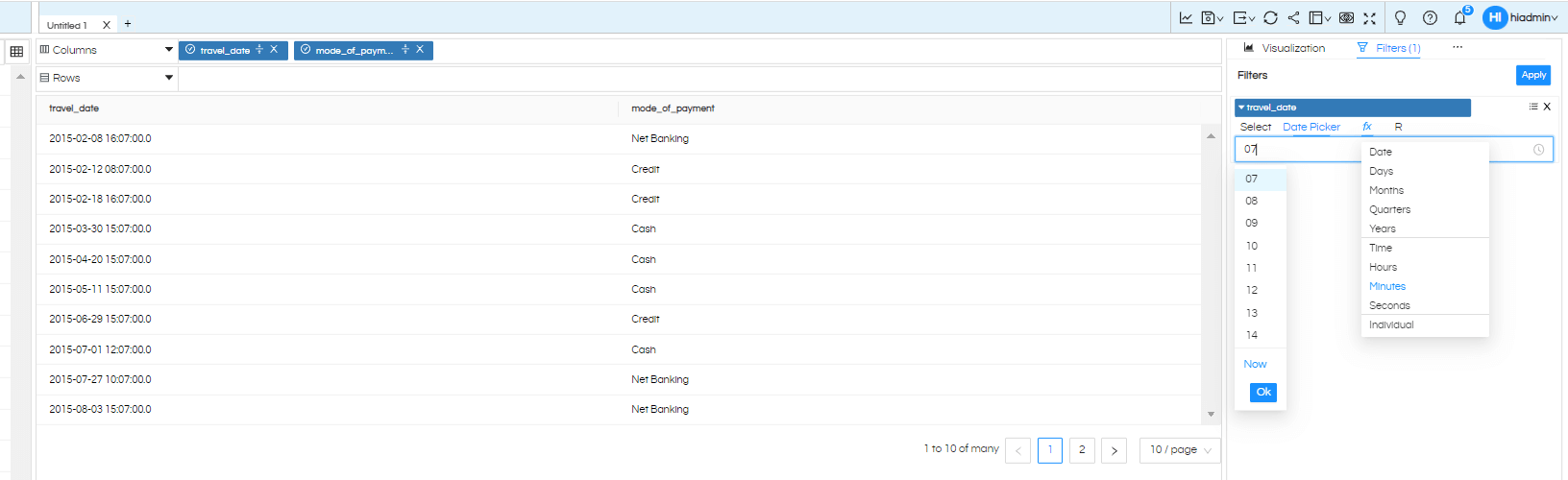 Date/Date Time Usage as Filters In Helical Insight