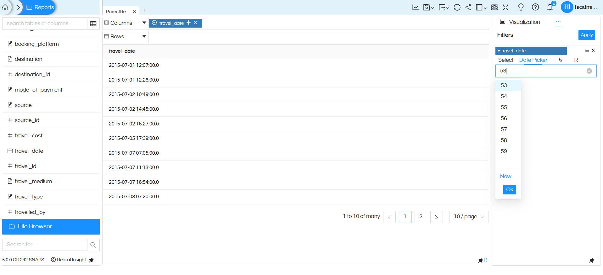 Date/Date Time Usage as Filters In Helical Insight