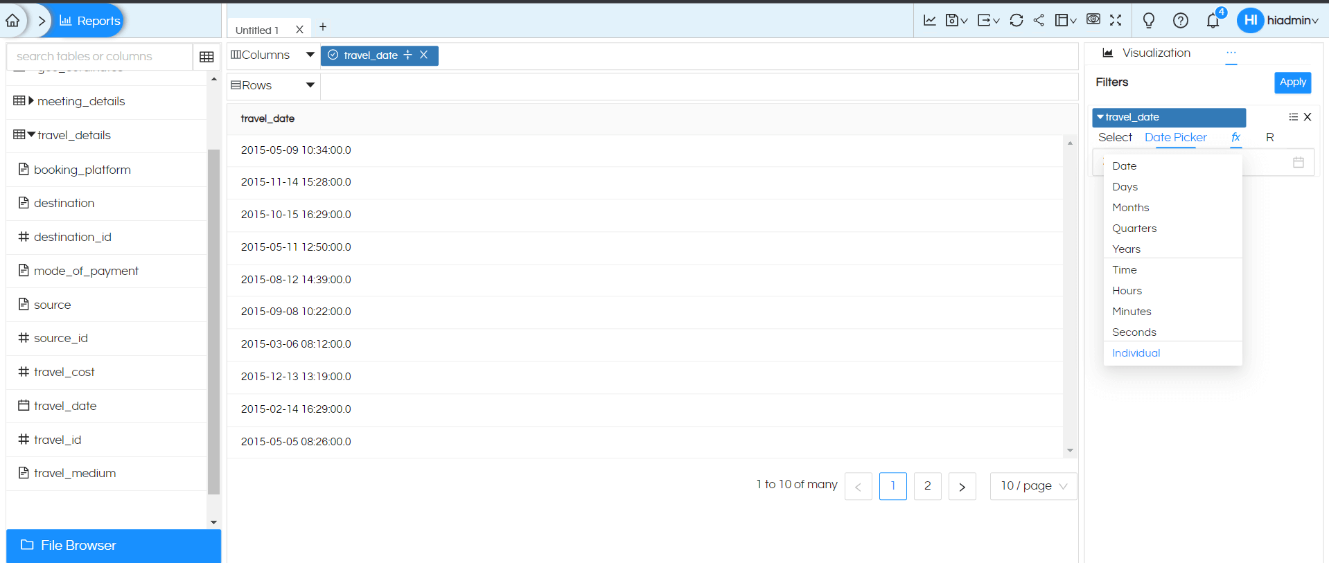 Date/Date Time Usage as Filters In Helical Insight