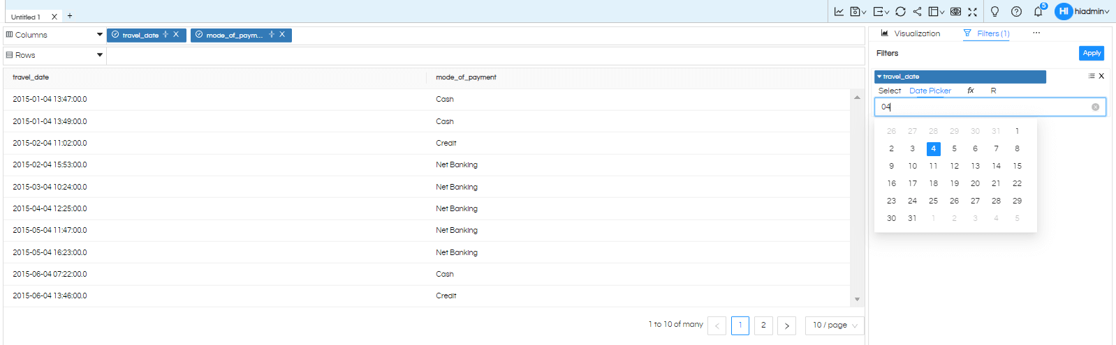Date/Date Time Usage as Filters In Helical Insight
