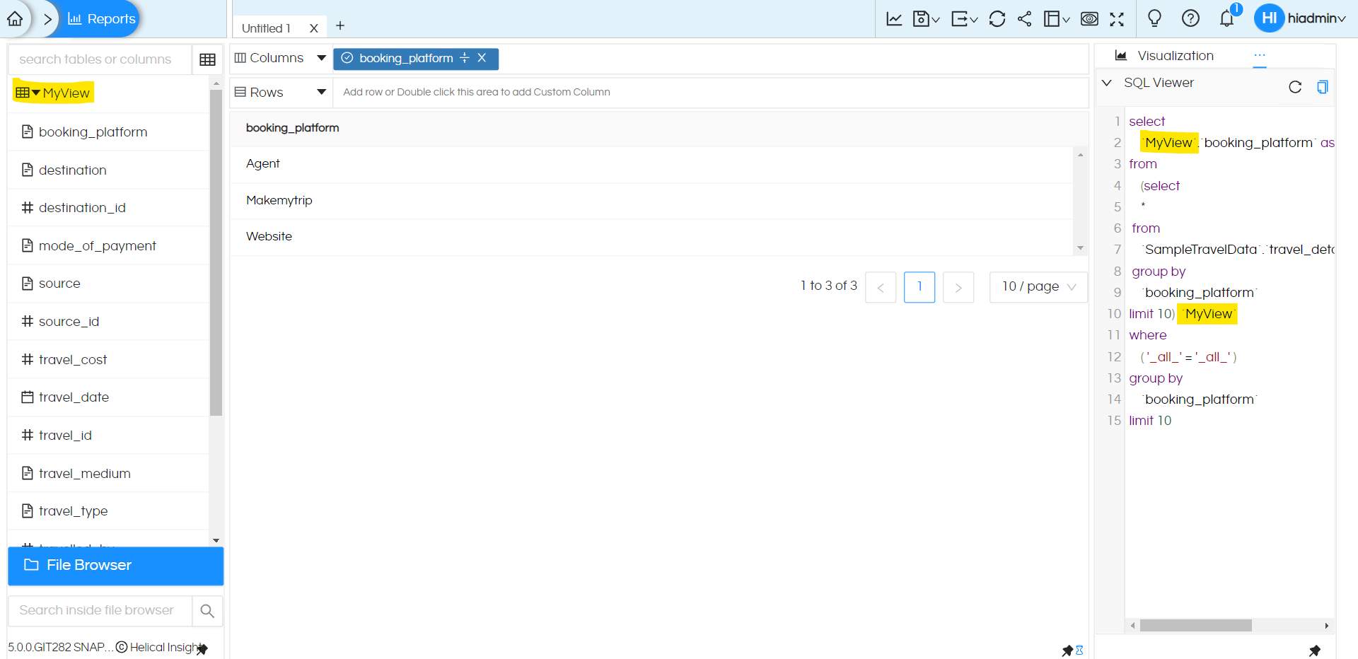 Dynamic Query View in Metadata