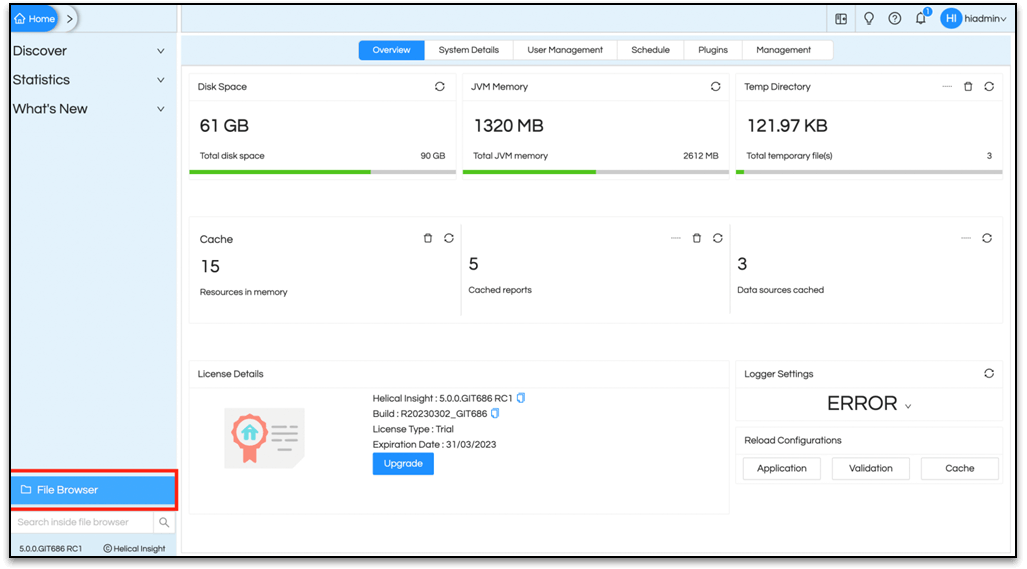 EXPORT/IMPORT A File In Helical Insight