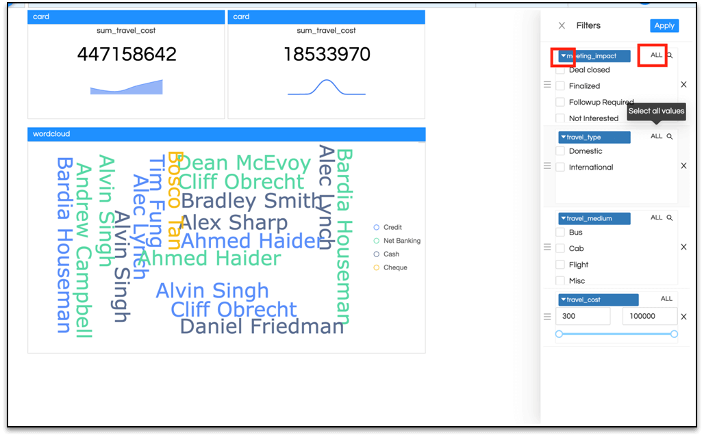 Filter Settings For Dashboard