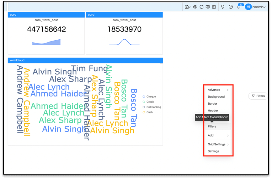 Filter Settings For Dashboard