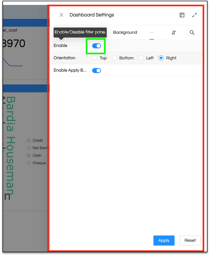 Filter Settings For Dashboard