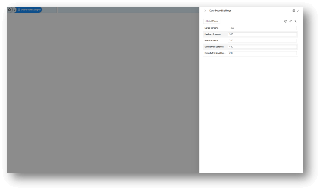 Grid Settings on Dashboard