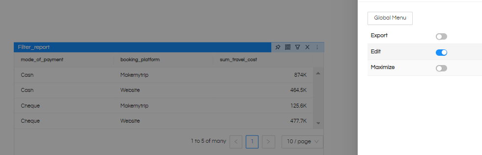 Right-Click Operations In Dashboard Designer