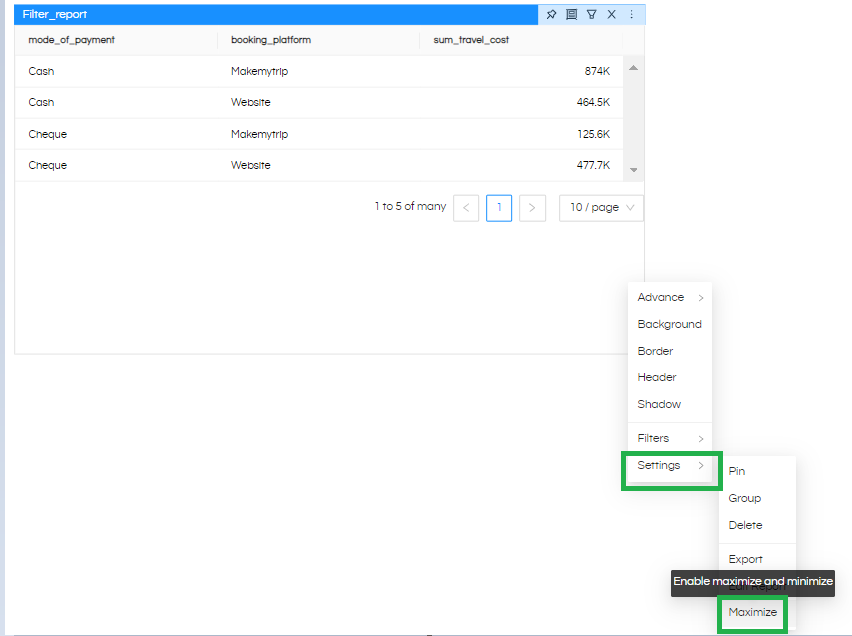 Right-Click Operations In Dashboard Designer