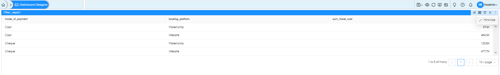 Right-Click Operations In Dashboard Designer