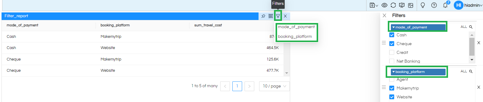 Right-Click Operations In Dashboard Designer