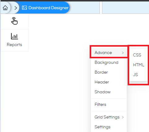Right-Click Operations In Dashboard Designer