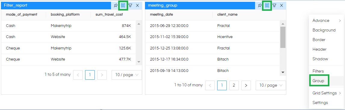 Right-Click Operations In Dashboard Designer