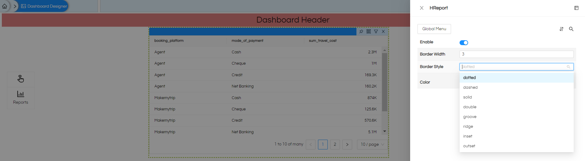 Right-Click Operations In Dashboard Designer