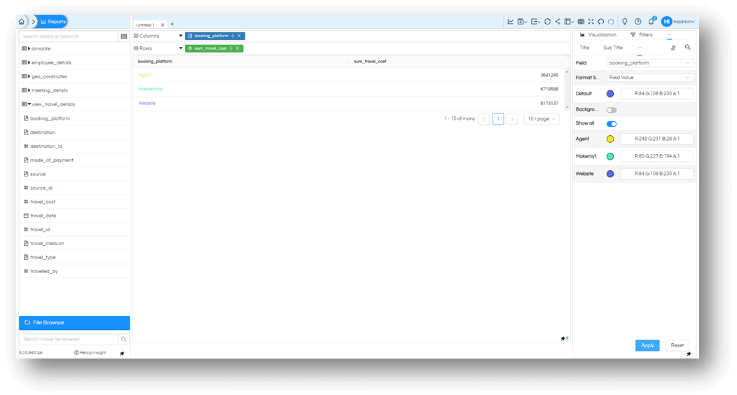 Changing Color on a report in Helical Insight 5.0
