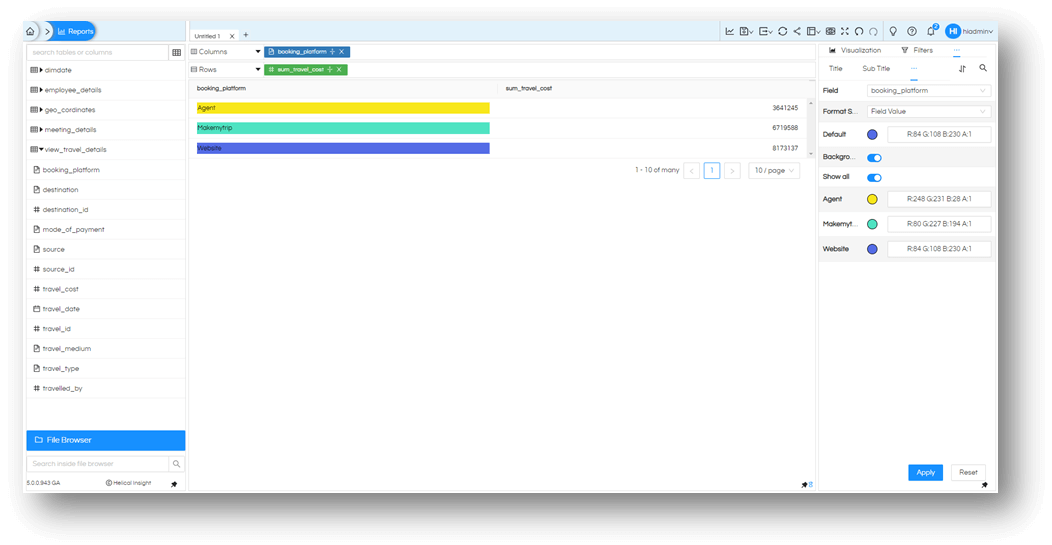 Changing Color on a report in Helical Insight 5.0