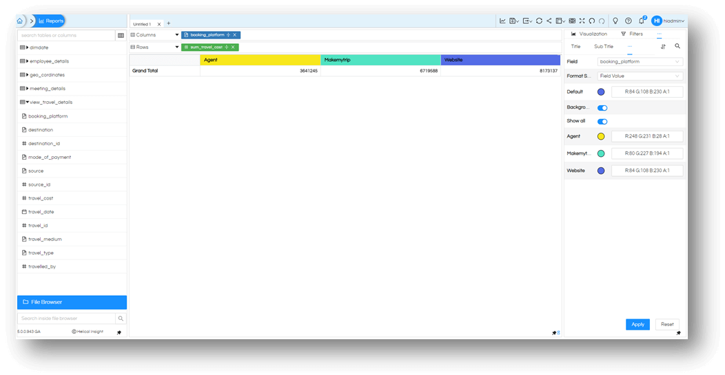 Changing Color on a report in Helical Insight 5.0