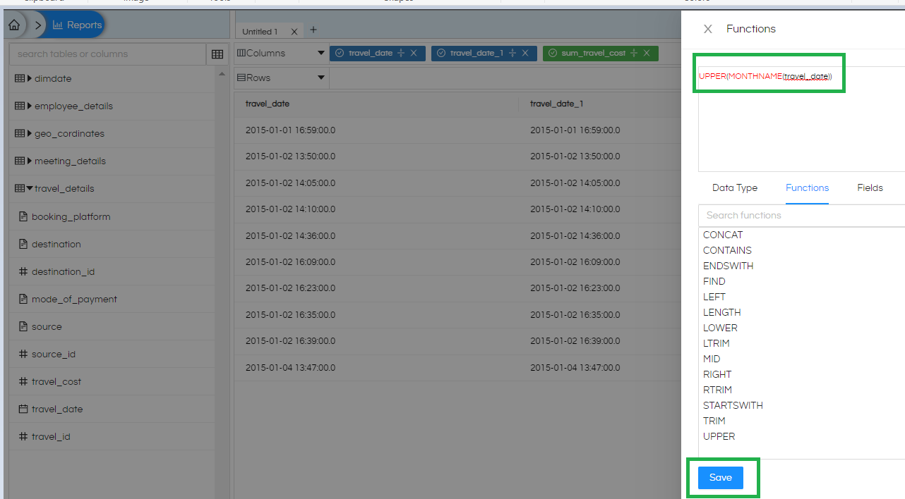 Usage Of Fetch and Hide Column In Helical Insight