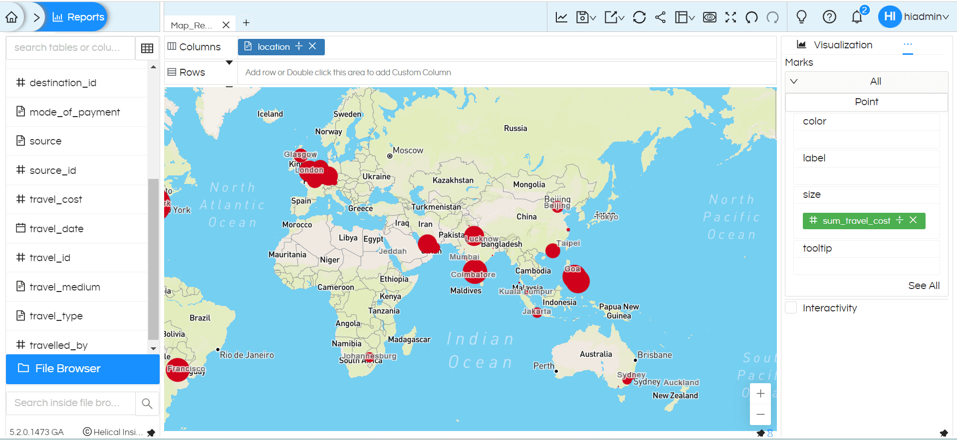 Usage of Geographical Map in Helical Insight