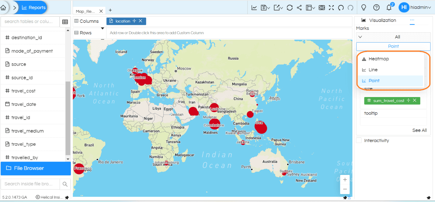 Usage of Geographical Map in Helical Insight