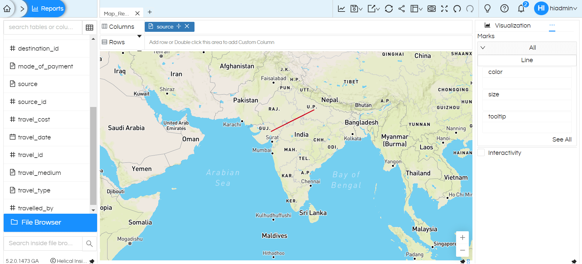 Usage of Geographical Map in Helical Insight