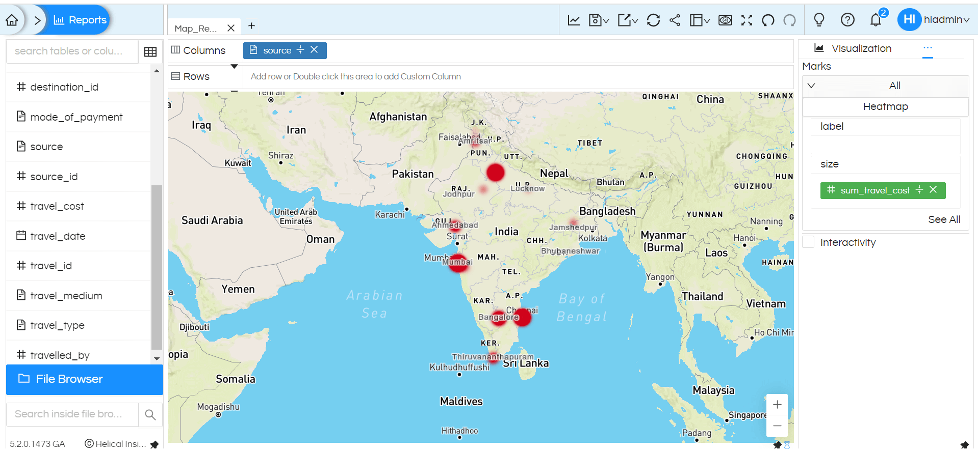 Usage of Geographical Map in Helical Insight