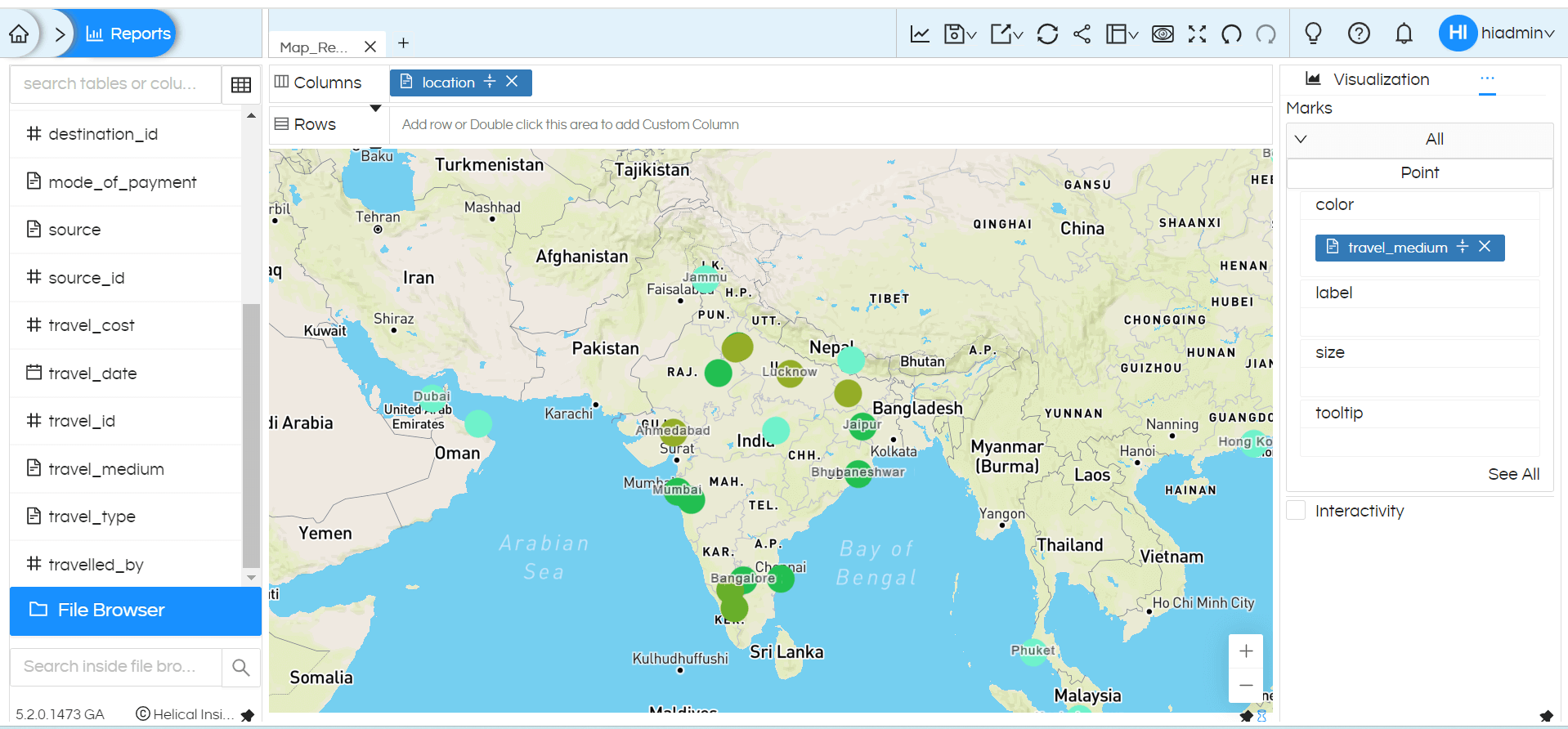 Usage of Geographical Map in Helical Insight