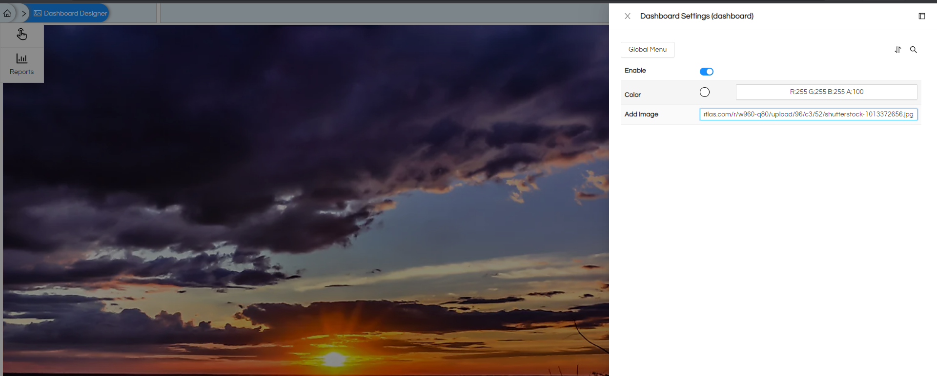 Adding Background Color/Image in dashboard