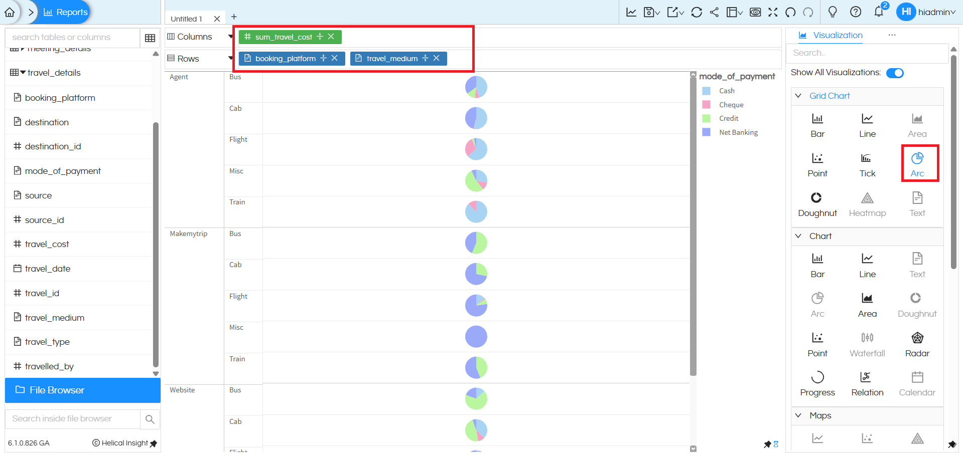 How to create an Arc/Pie chart