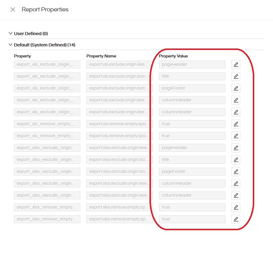 Default/System Defined Properties – Helical Insight Canned Reports