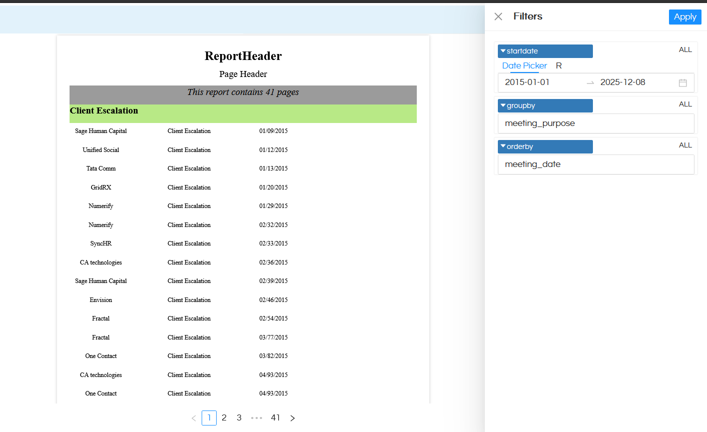 Dynamic Report Creation with user driven fields for GroupBy, OrderBy etc