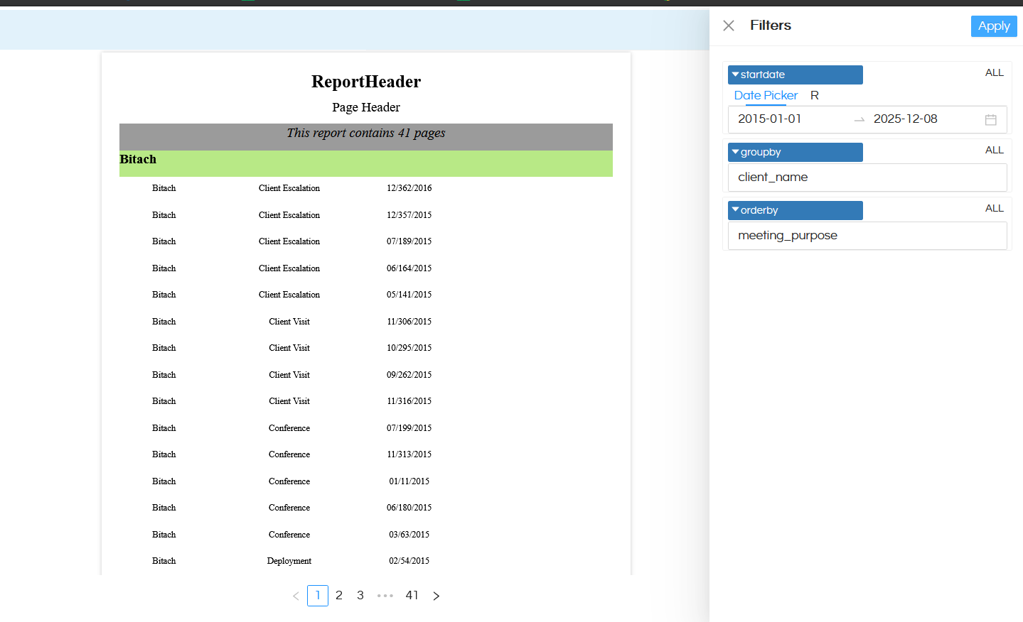 Dynamic Report Creation with user driven fields for GroupBy, OrderBy etc